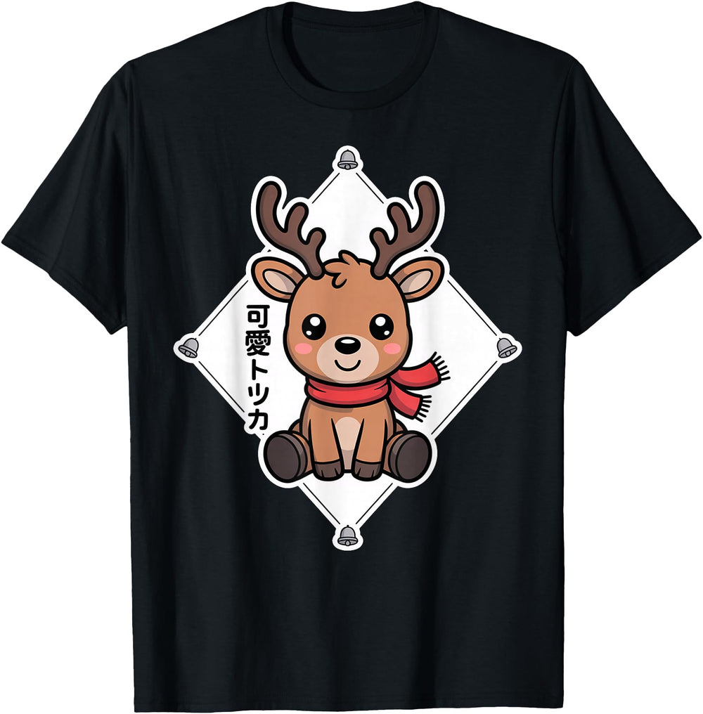 Handcrafted Kawaii Reindeer Japanese T-Shirt - Minimalist Print Unisex