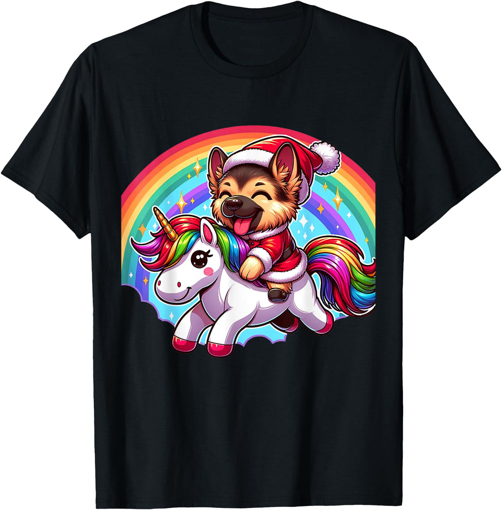 German Shepherd Riding Unicorn Dog T-Shirt - Custom Art Print for Adults