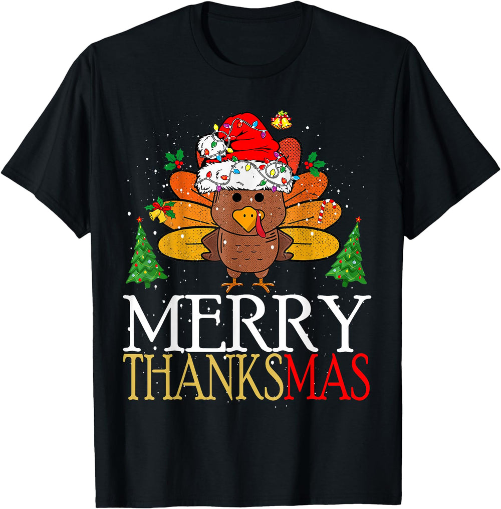 Original Merry Thanksmas Happy T-Shirt - Minimalist Print for Adults
