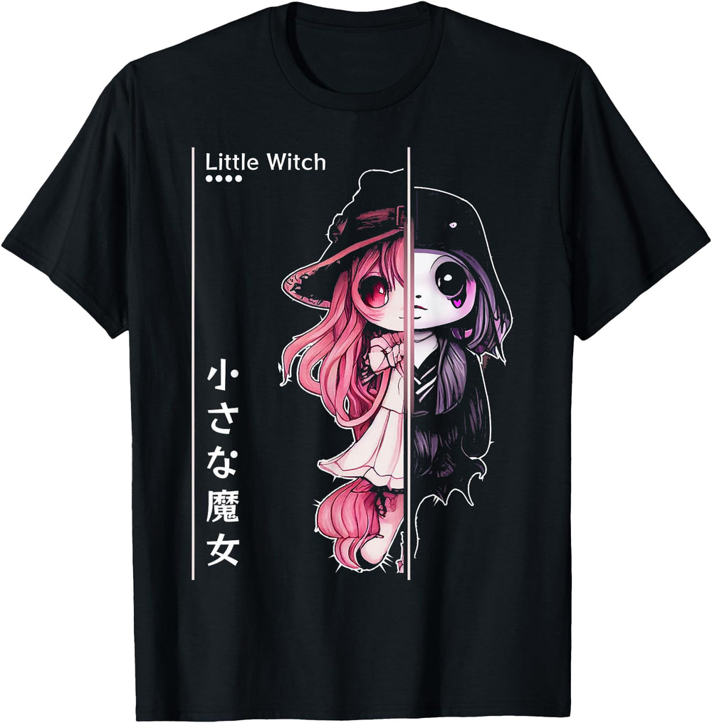 Handcrafted Kawaii Anime Chibi Witch T-Shirt - Custom Art Print for Adults