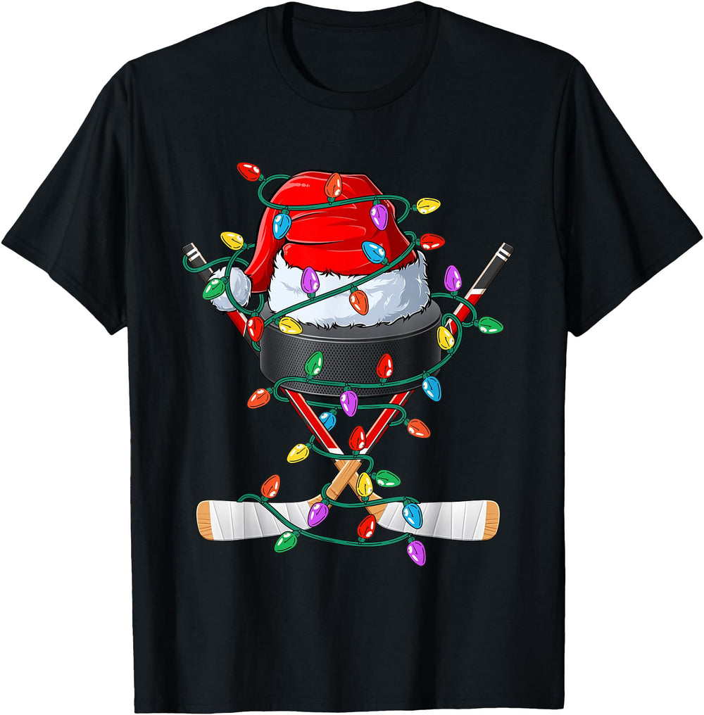 Authentic Hockey Santa Sports Hat Ball T-Shirt - Unique Graphic Unisex