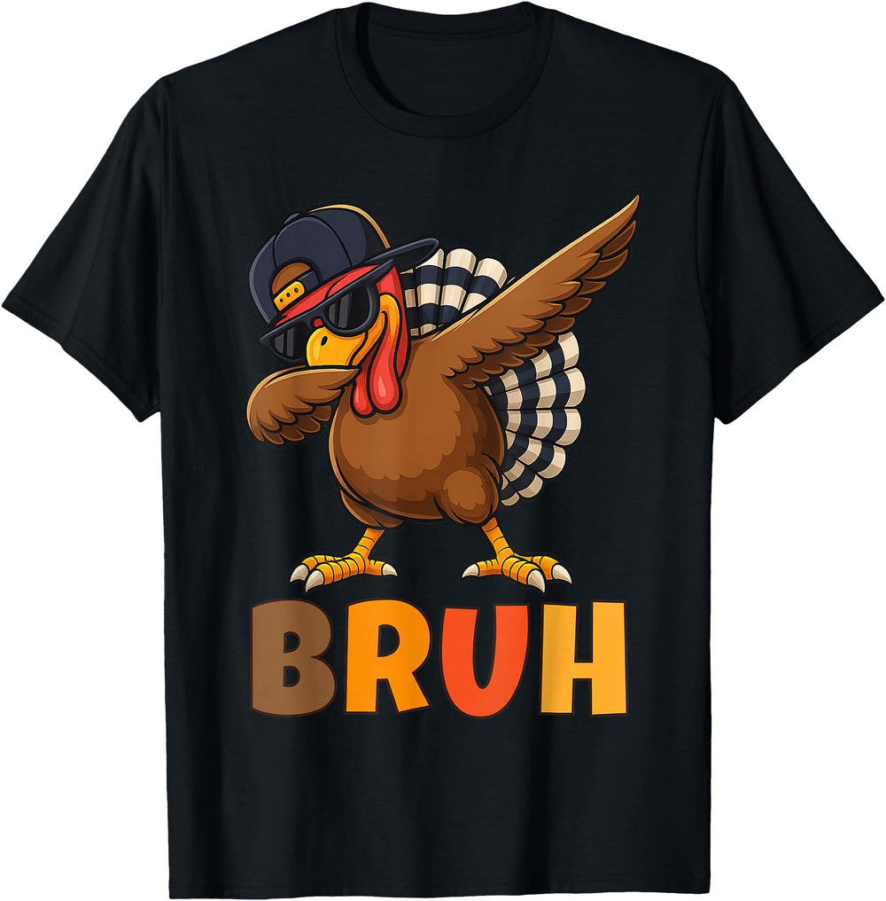 Exclusive Bruh Dabbing Turkey Day Mens Hoodie - Novelty Apparel for Adults