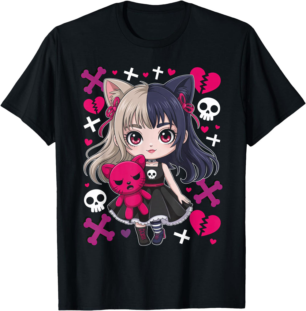 Original Goth Emo Teddybear Gothic Chibi T-Shirt - Minimalist Print Unisex