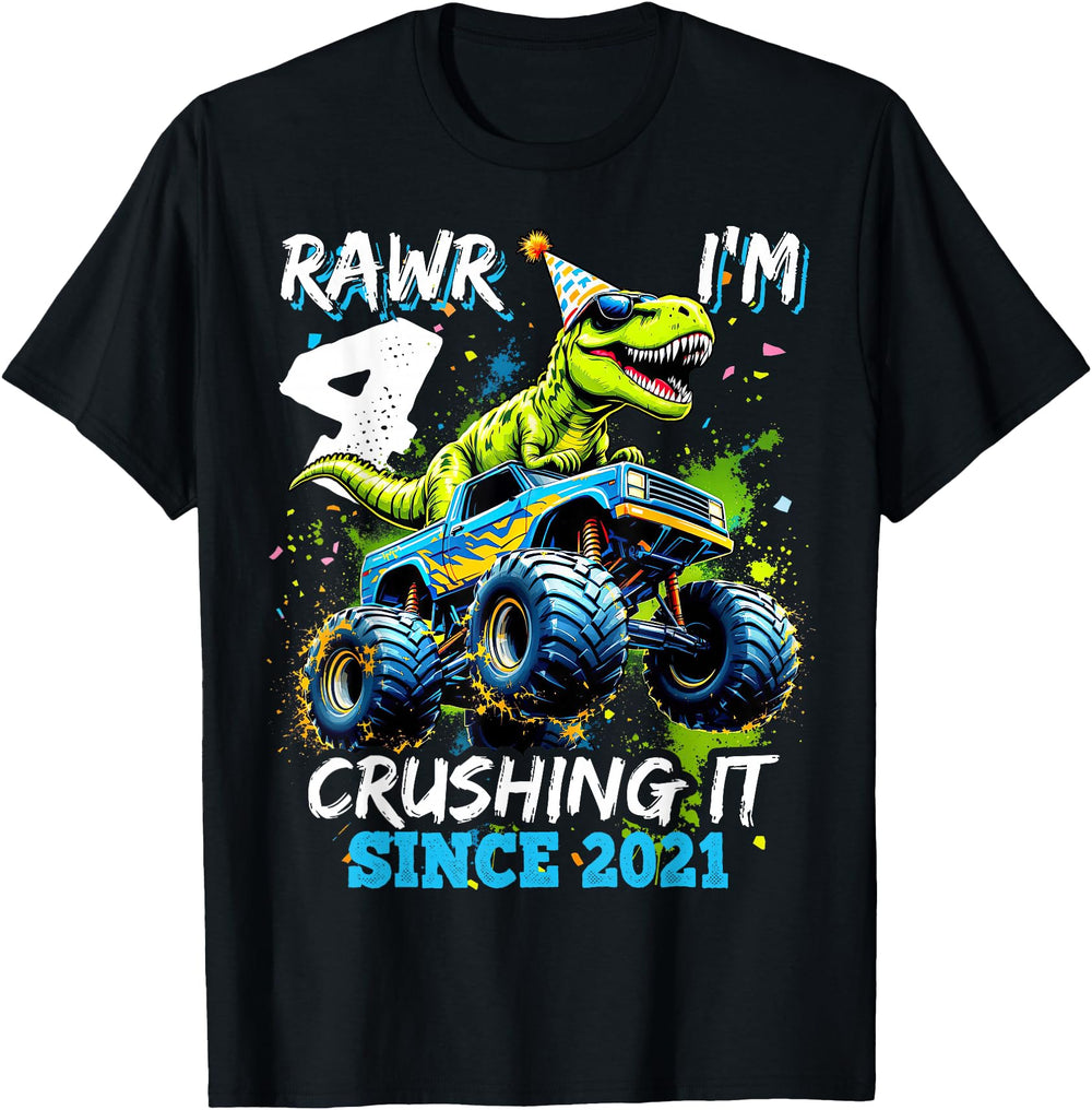 Original 4Th Monster Truck Dinosaur Party Hoodie - Unique Graphic Unisex