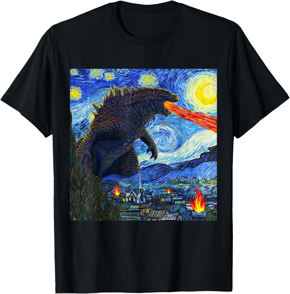 Japanese Monster Kaiju Van Gogh T-Shirt - Fun Novelty Design Men Women