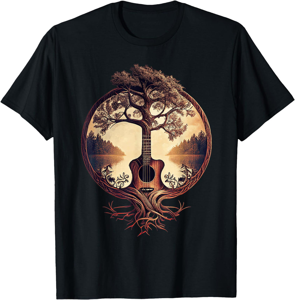 Authentic Acoustic Guitar Tree Lake Sweatshirt - Streetwear Style Unisex