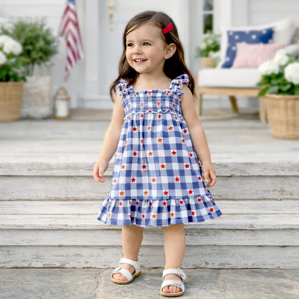 Americana Bamboo Smocked Dress - 4th of July Tesa Babe