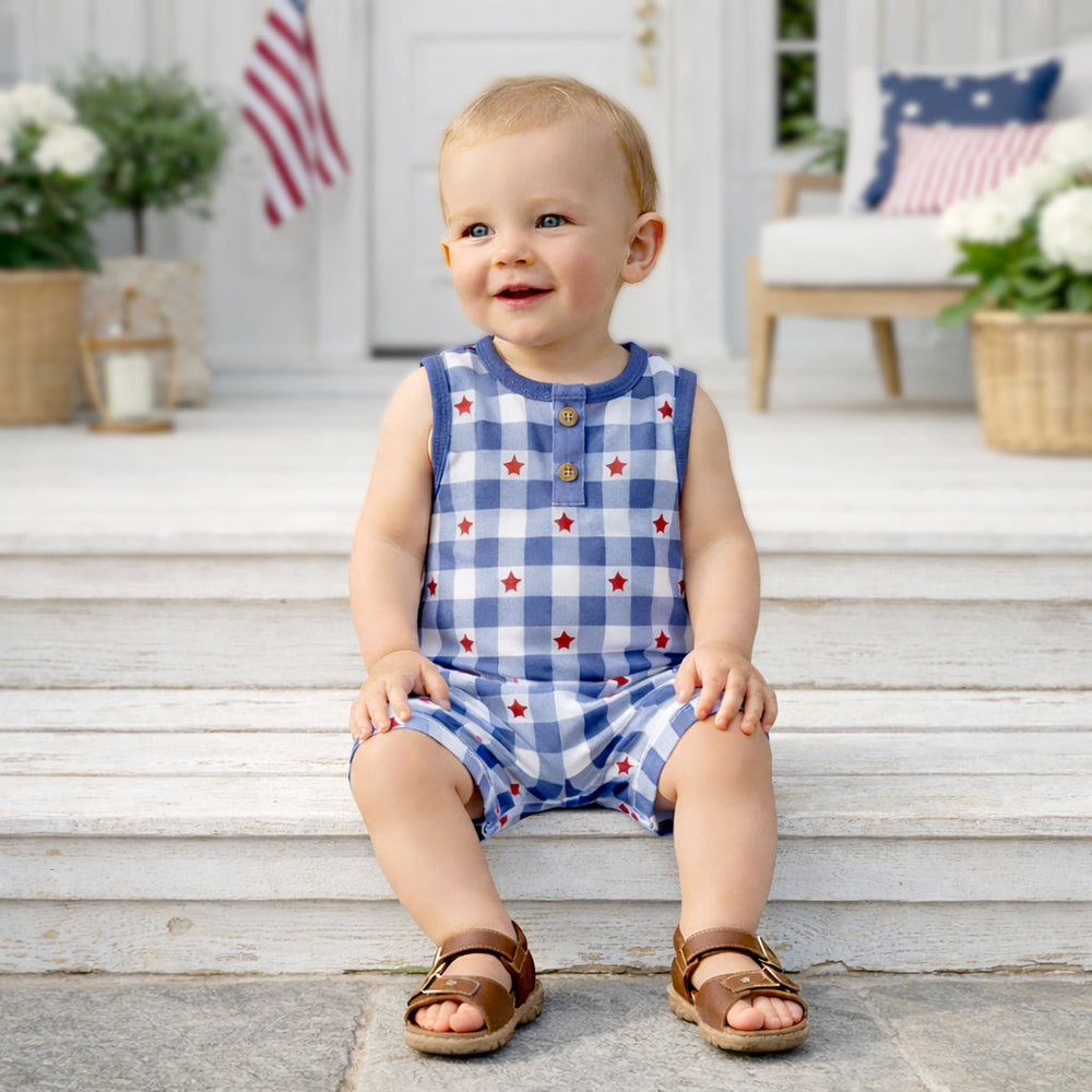 Americana Bamboo Short Baby Romper - 4th of July Tesa Babe