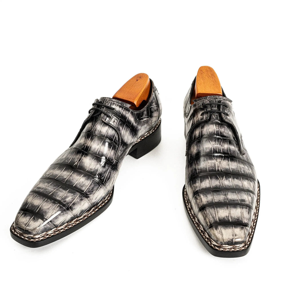 Black Croc-Pattern Norwegian Oxford