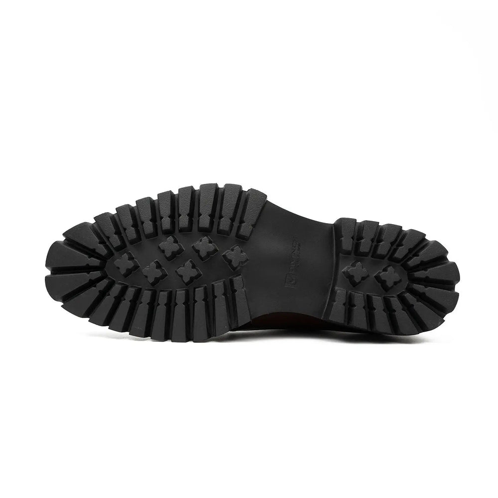 Black Double Monk Strap Leather Shoes