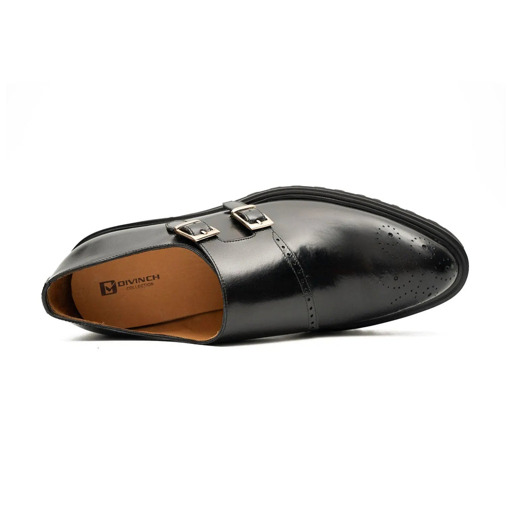Black Dual-Buckle Chunky Sole Brogues
