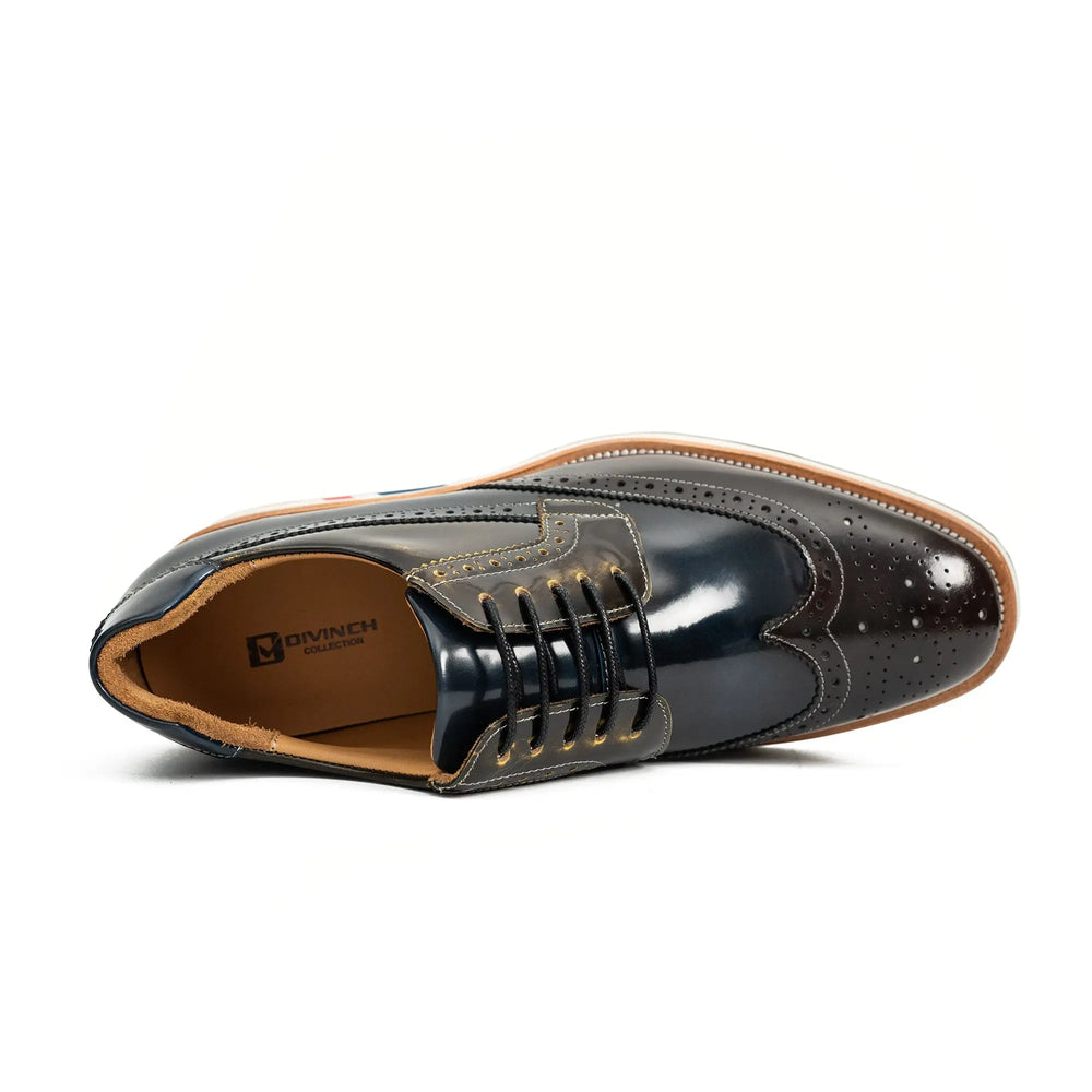 Black & Brown Brogues with Striped Sole