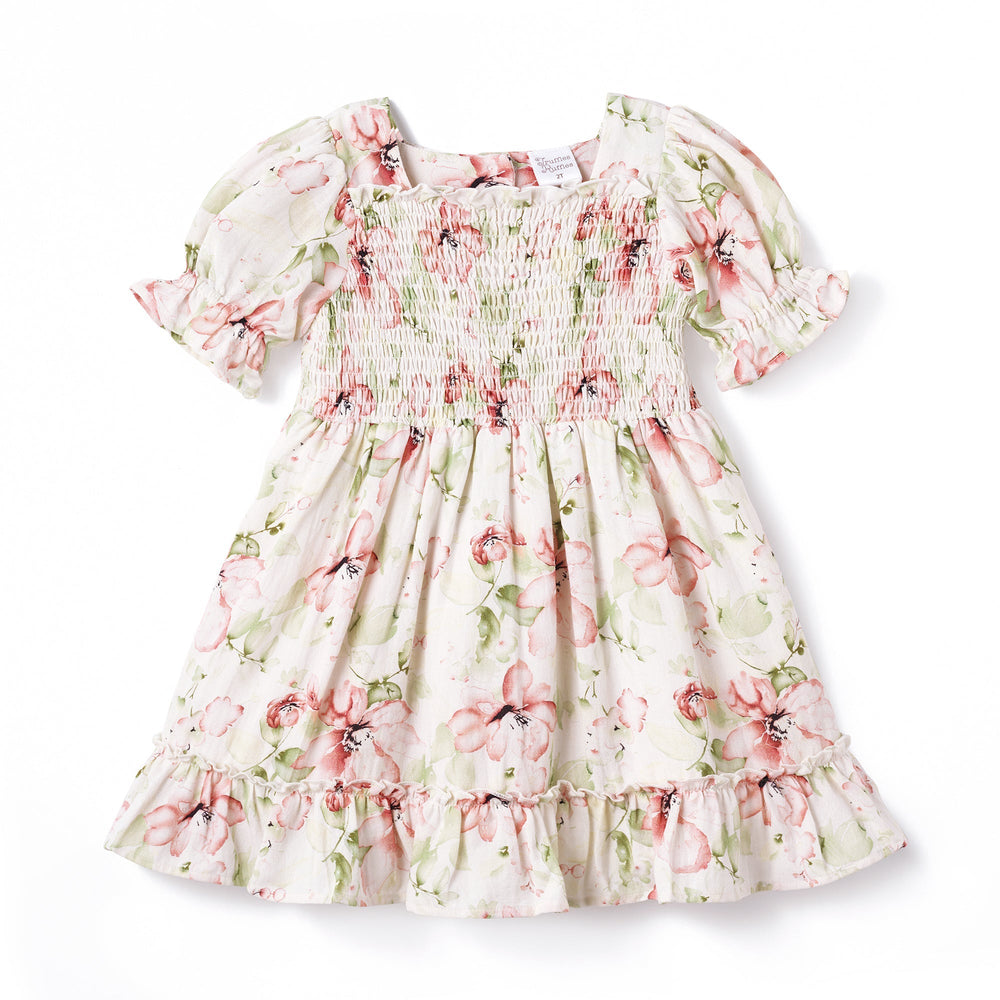 Blush Bouquet Smocked Bodice Puff Sleeve Dress Tesa Babe