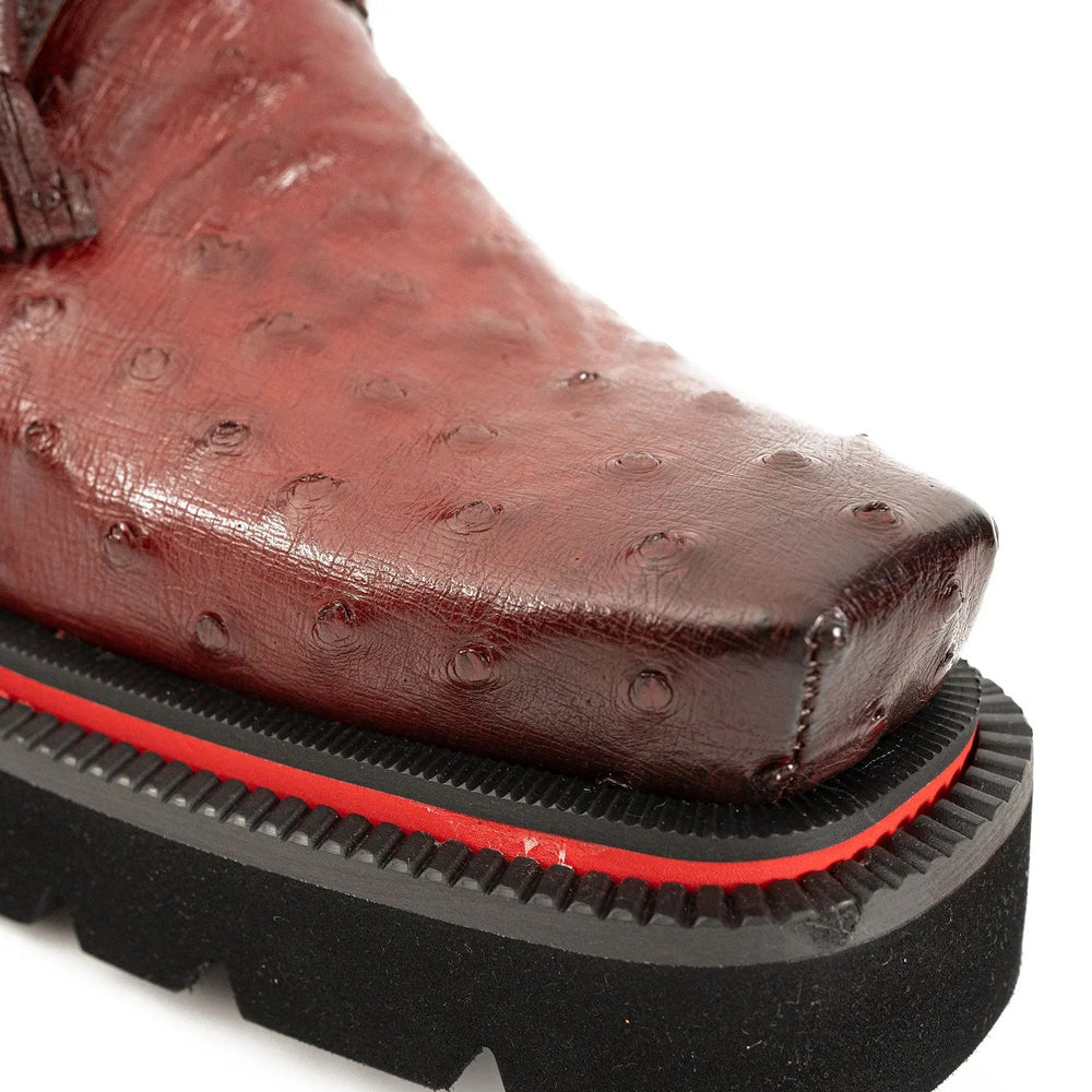 Burgundy Ostrich Derby Shoes with Tasse