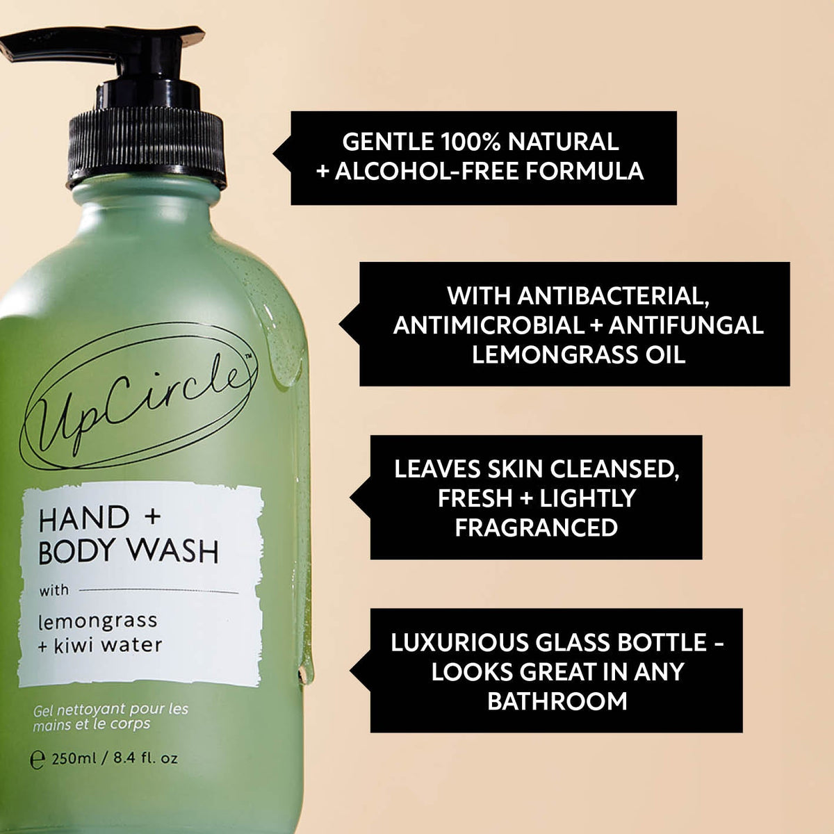Natural Hand + Body Wash with Lemongrass - Travel Size - Snipetell