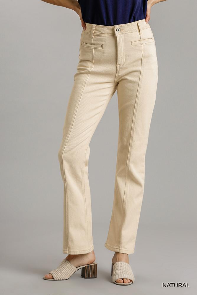 Straight Cut Denim Jeans With Pockets