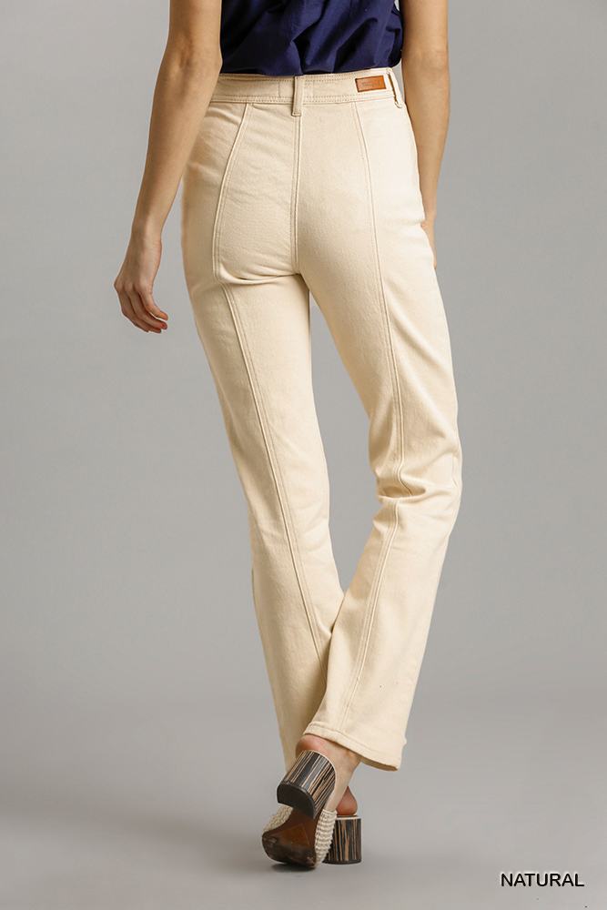Straight Cut Denim Jeans With Pockets