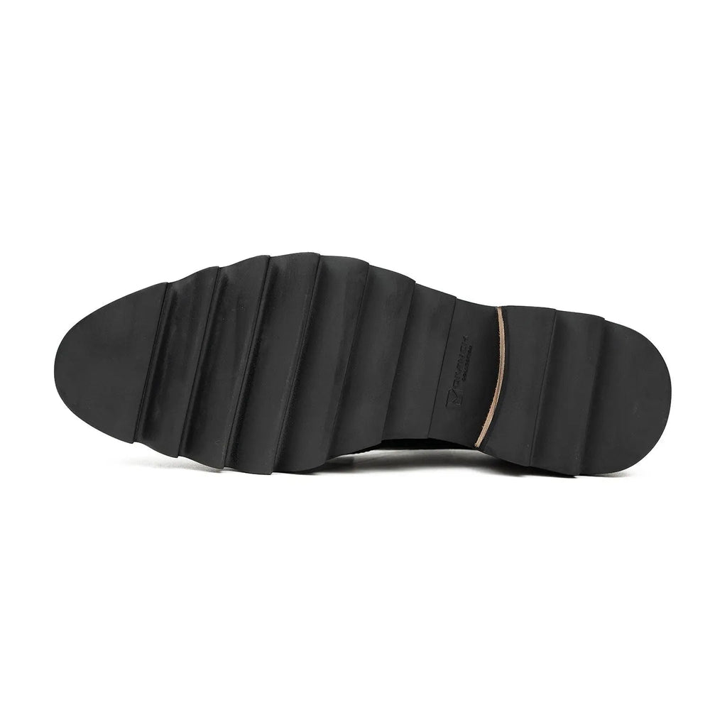 Calfskin Brogue Derby Shoes with Unique Leather Black