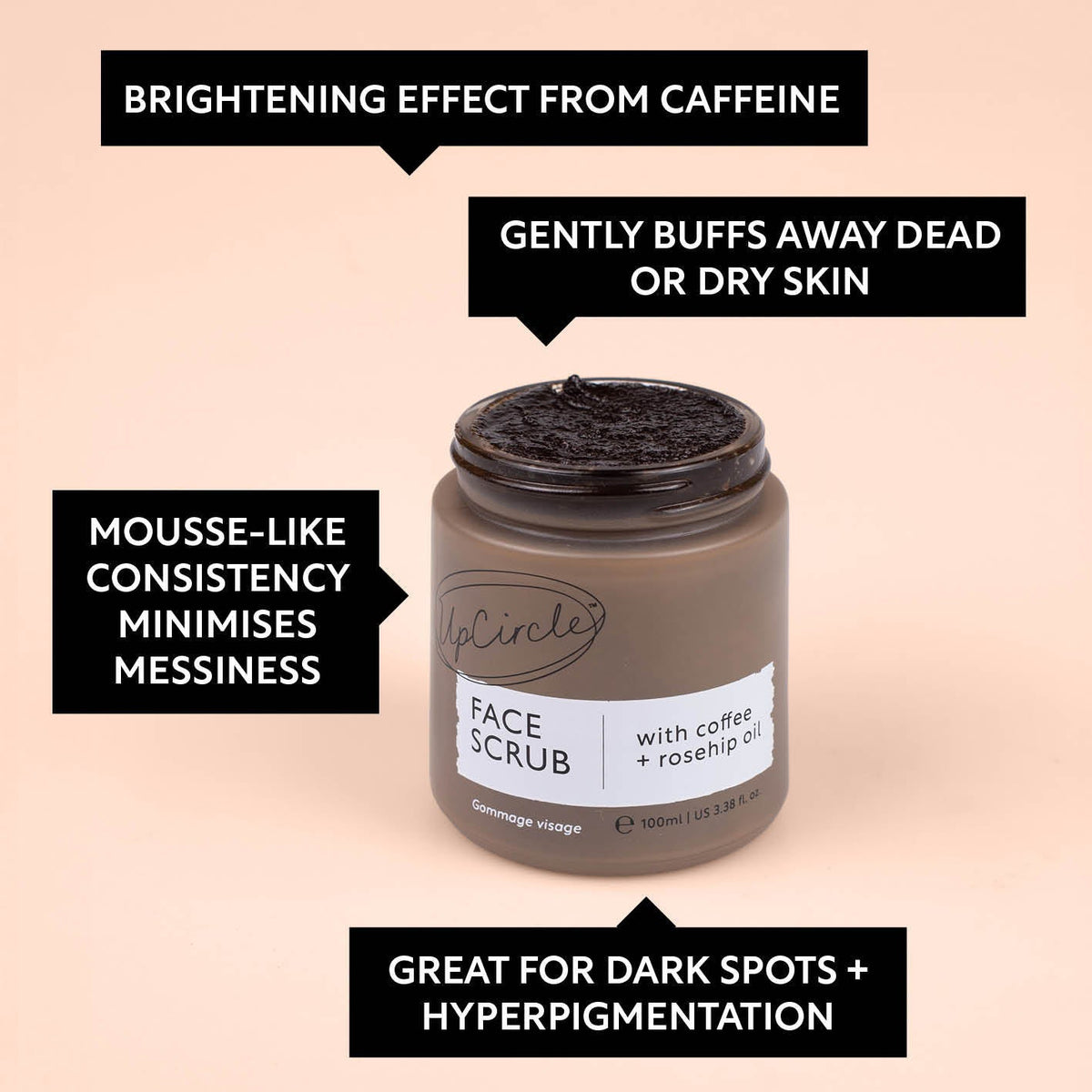 Face Scrub with Coffee + Rosehip Oil - Snipetell