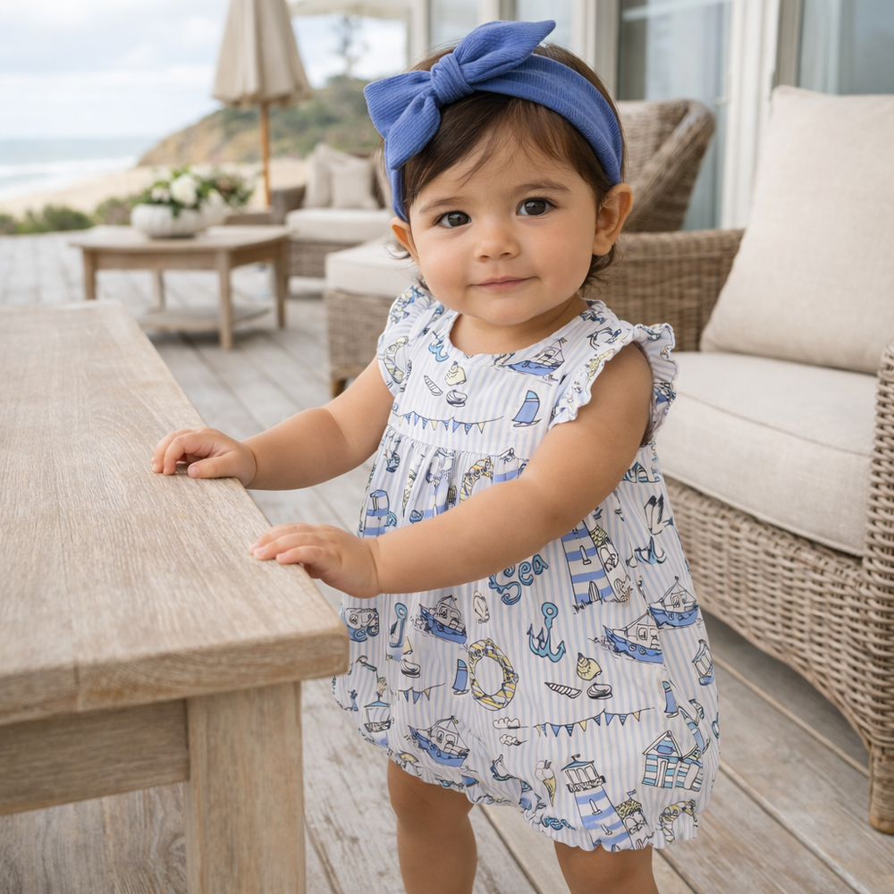 Seashore Bubble Romper – Bamboo Baby Girl Outfit Tesa Babe