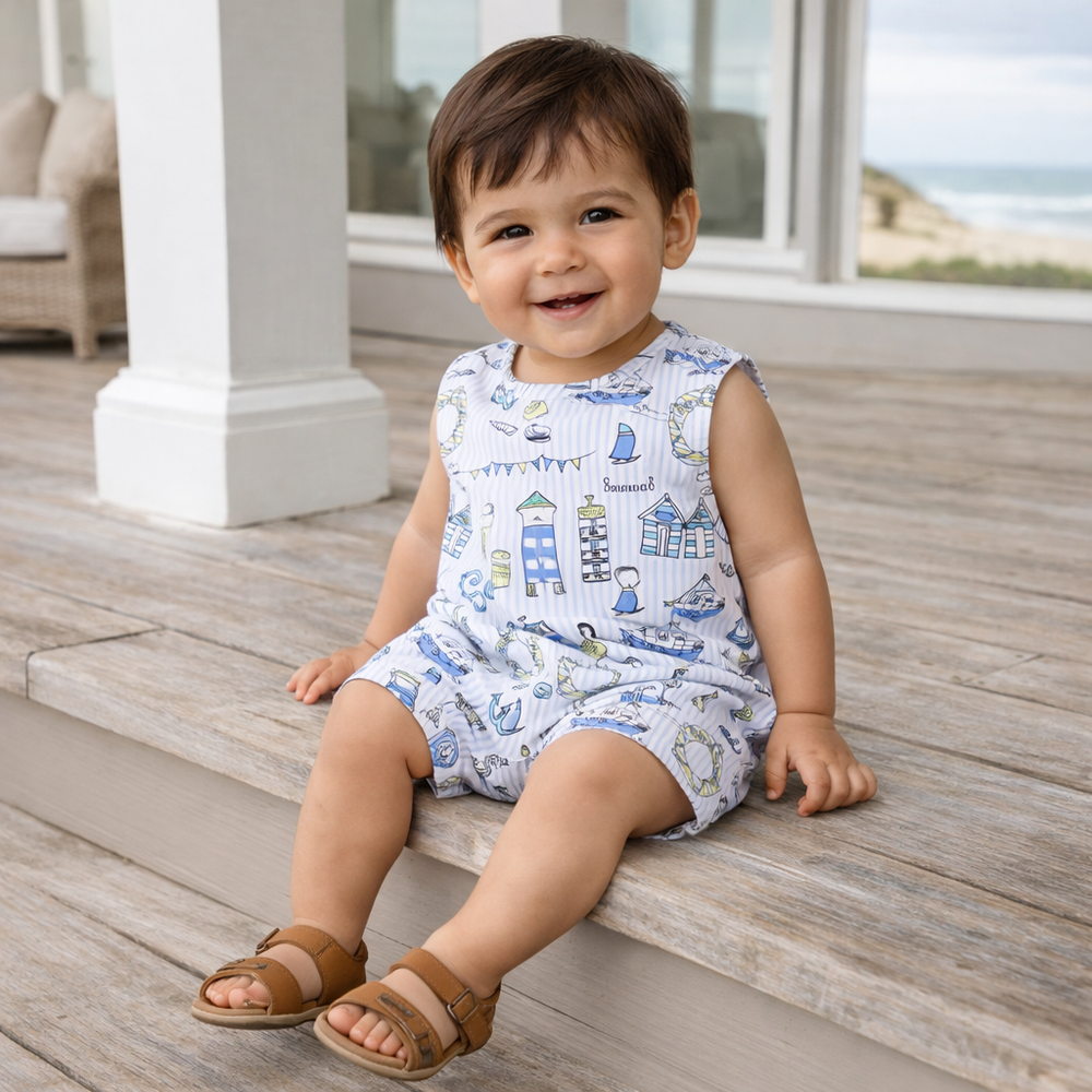 Seashore Shortall Romper – Bamboo Baby Neutral One Piece Tesa Babe