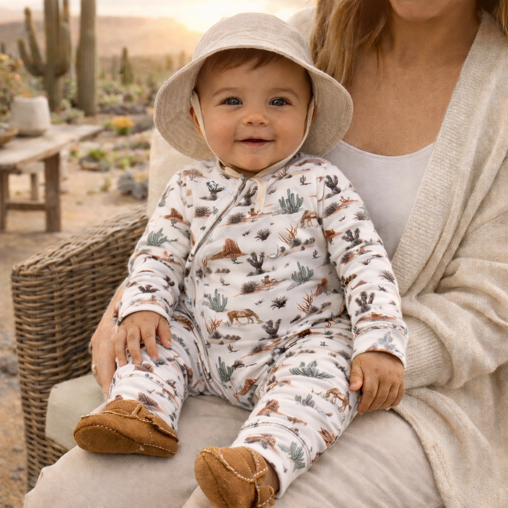 Baby Zipper Romper – Soft Bamboo Cactus Trails Pajamas Tesa Babe