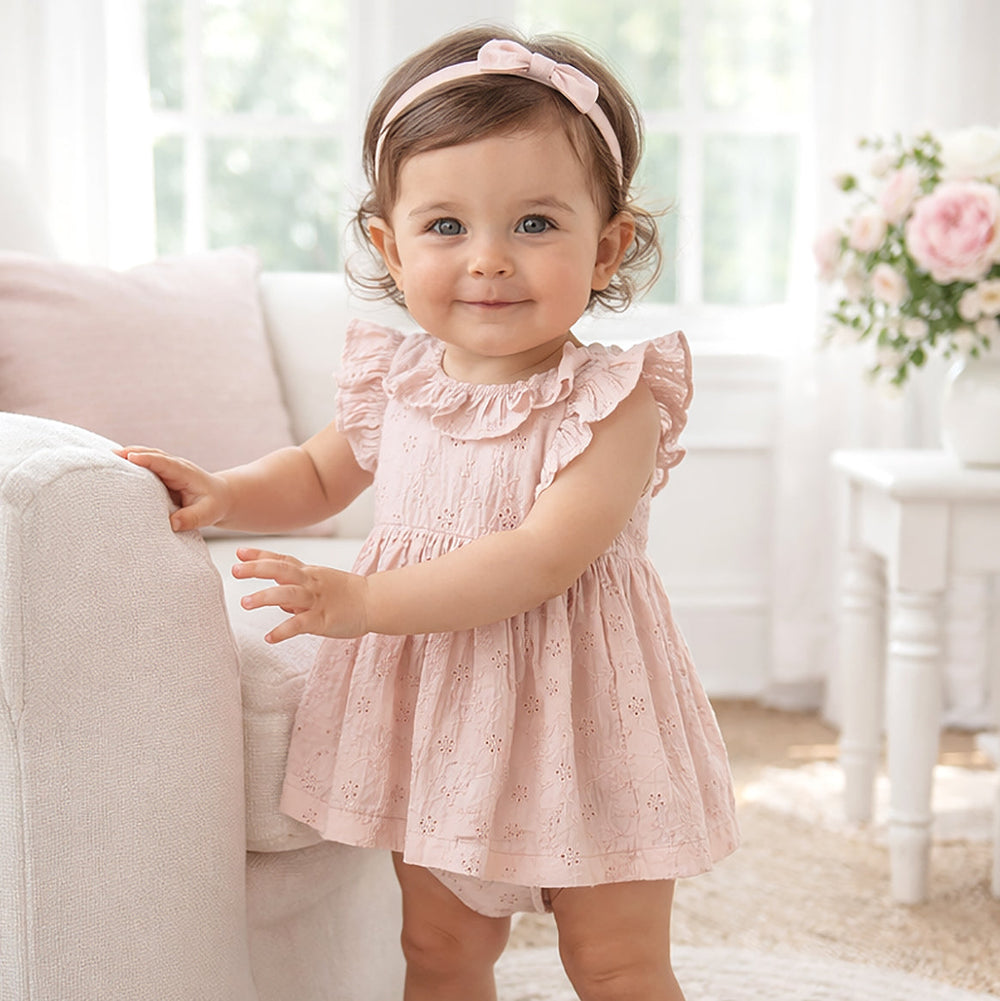 Eyelet Skirted Baby Bodysuit – Cotton for Special Occasions Tesa Babe