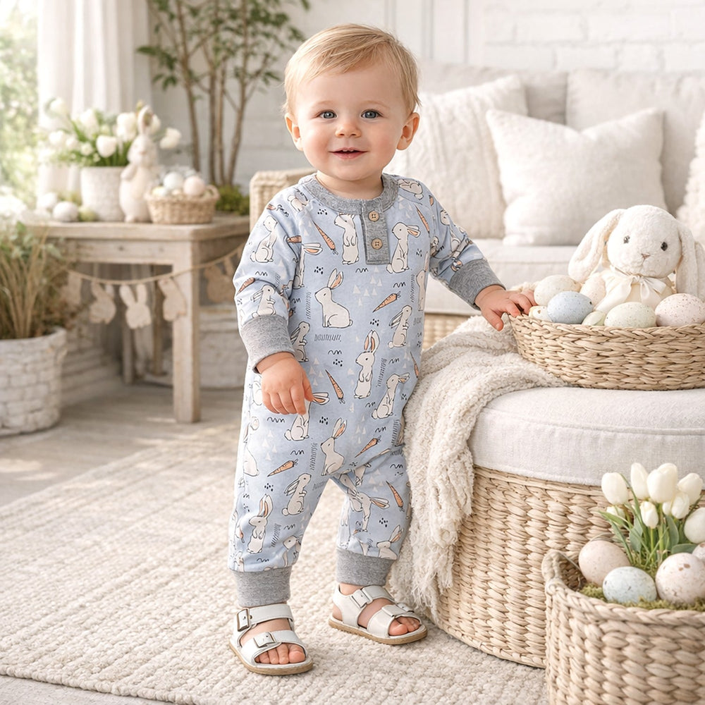 Cottontail Crew Bamboo Henley Easter Romper for Baby Tesa Babe