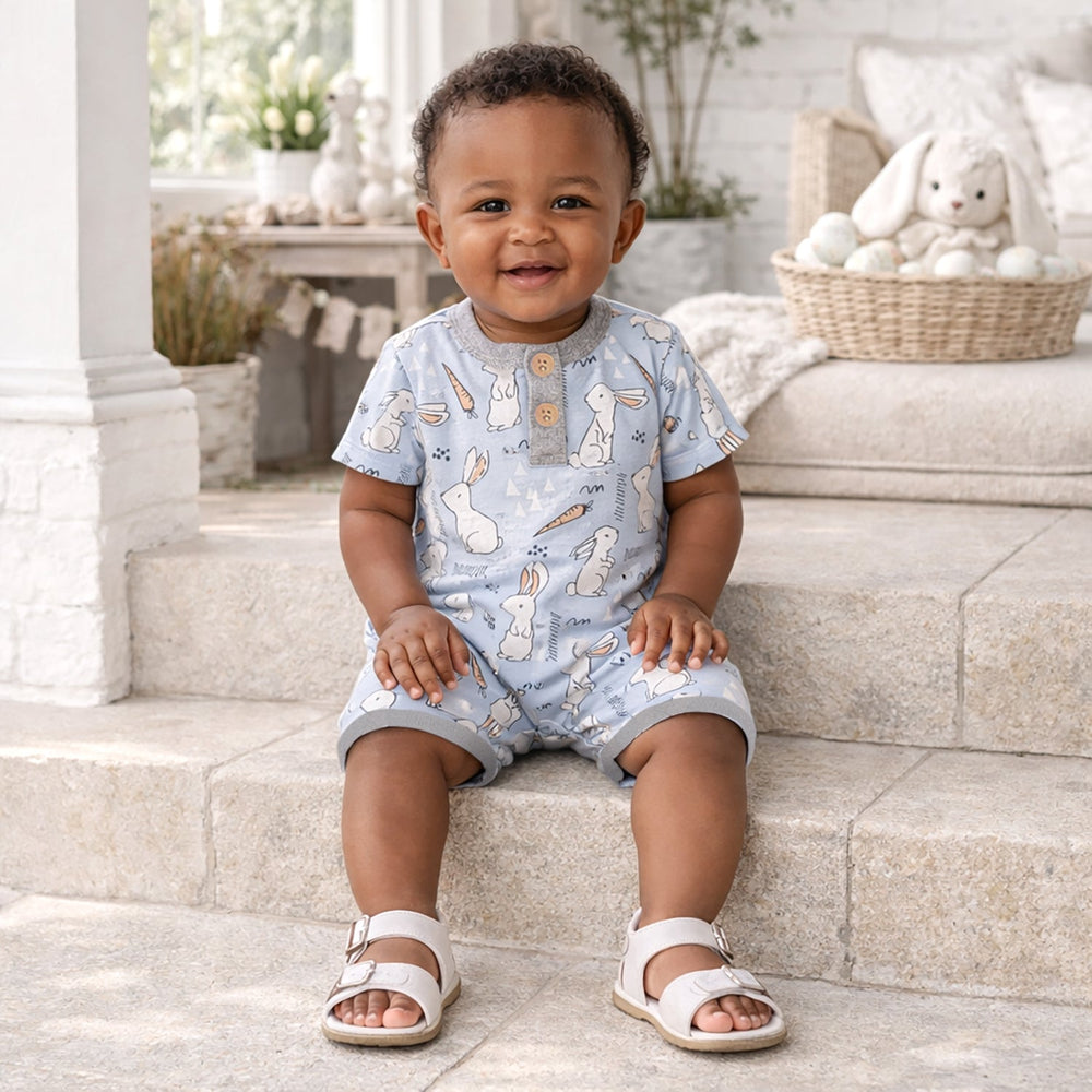 Cottontail Crew Bamboo Easter Shorty Romper for Baby Boys Tesa Babe