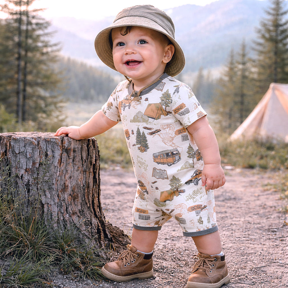 Trailblazer Soft Bamboo Shortall Romper for Baby Boys Tesa Babe