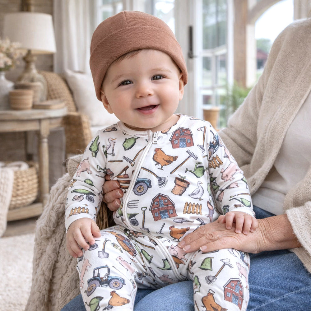 Farmer's Market Baby Zipper Romper – Soft Bamboo One-Piece Tesa Babe