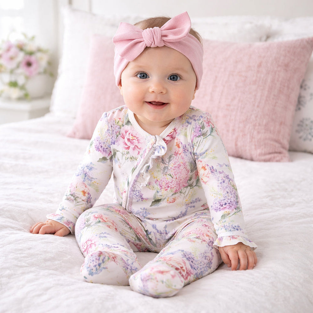 Dream Blossom Soft Bamboo Baby Girl Floral Zipper Romper Tesa Babe