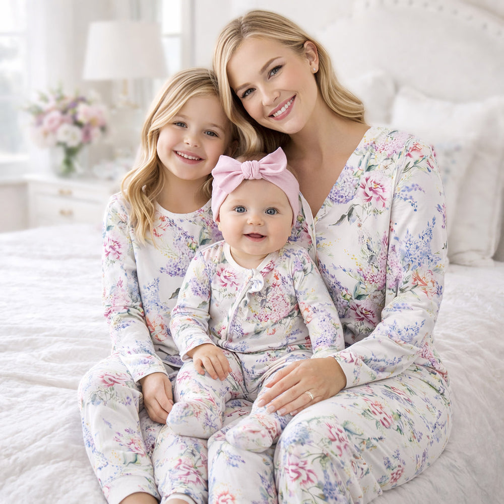 Dream Blossom Bamboo Women’s Pajama Set- Watercolor Floral Tesa Babe