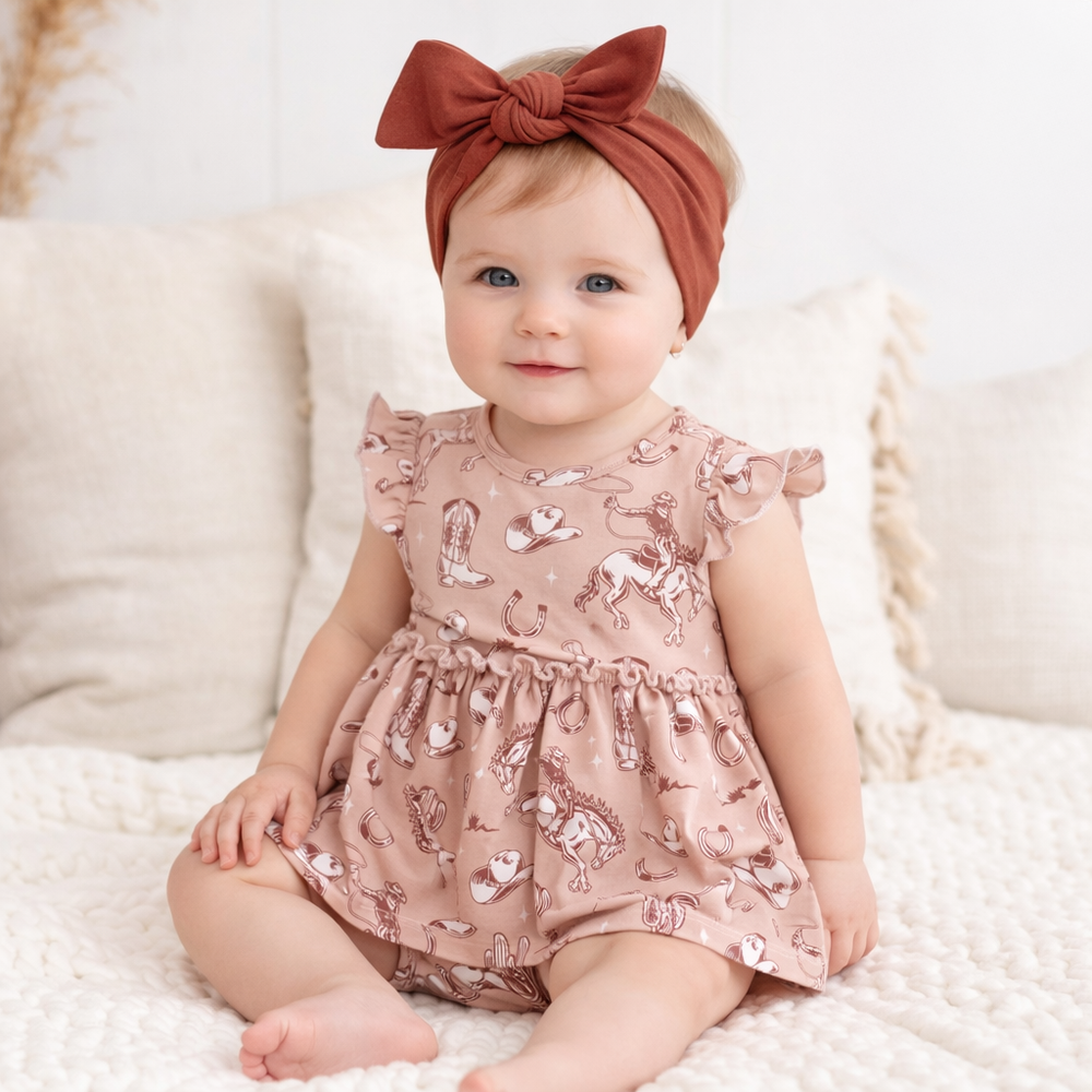 Wild Wrangler/Pink Bamboo Cowgirl Western Skirted Bodysuit Tesa Babe