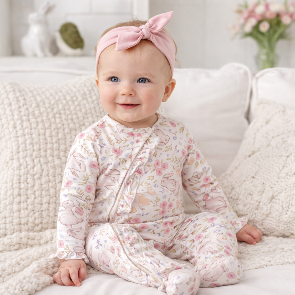 Bunny Blooms Soft Bamboo Zipper Romper for Easter Tesa Babe