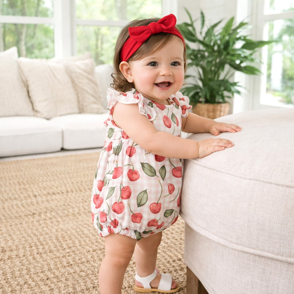 Cherry Picnic Baby Girl Bamboo Bubble Romper Tesa Babe