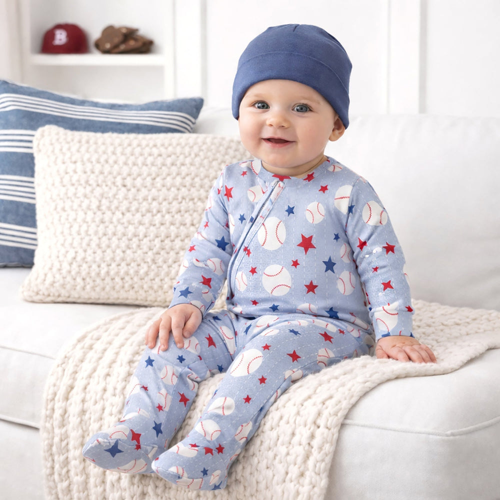 Grand Slam Baseball Bamboo Zipper Romper for Baby Tesa Babe