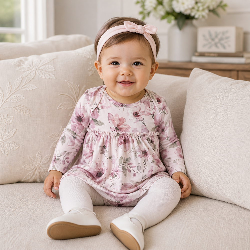 Watercolor Floral Skirted Baby Bodysuit - Bamboo Tesa Babe