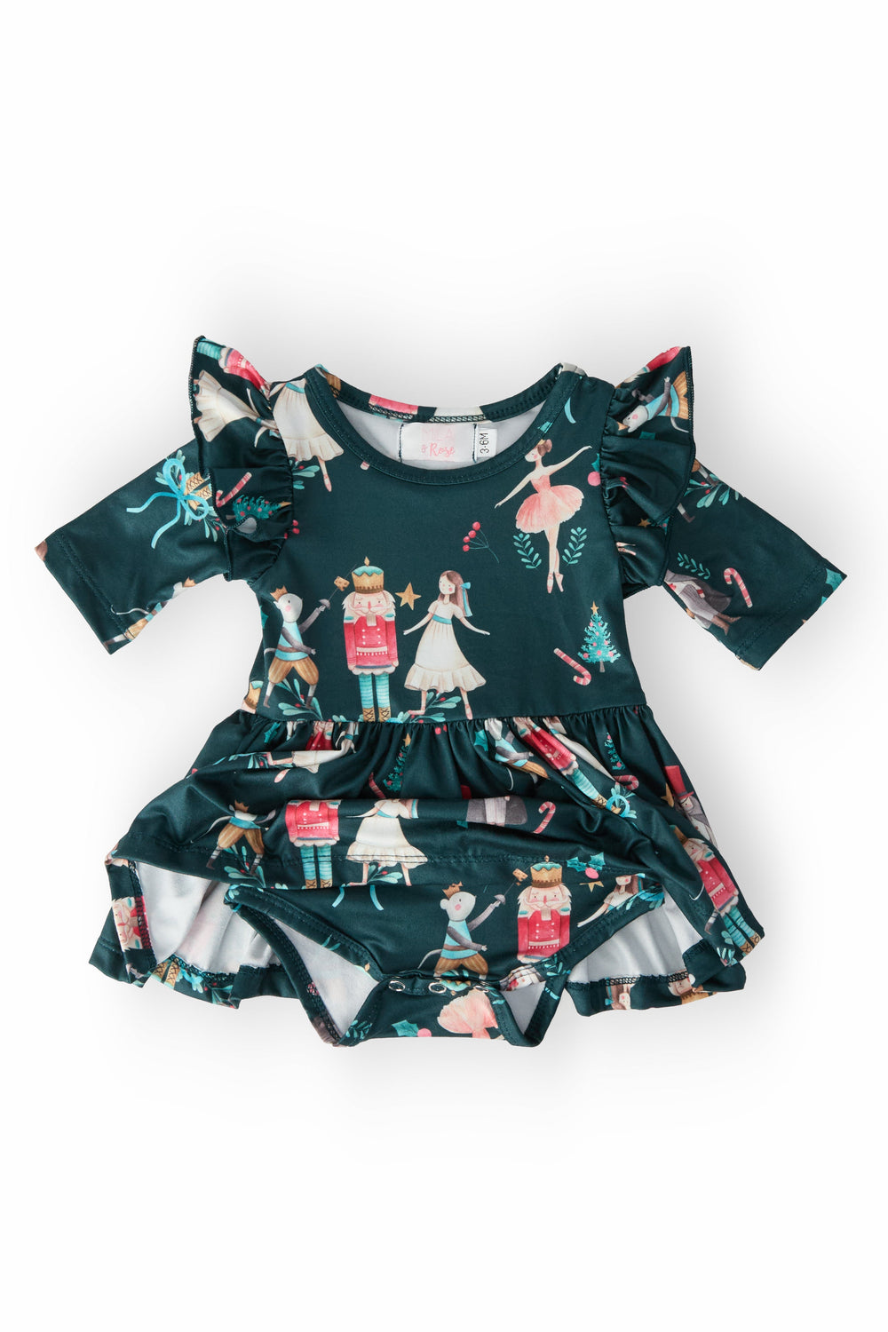 Christmas Ballet 3/4 Sleeve Flutter Twirl Bodysuit