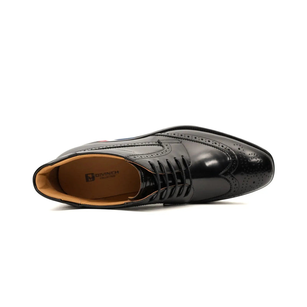 DIVINCH Black Patent Brogue Bootie