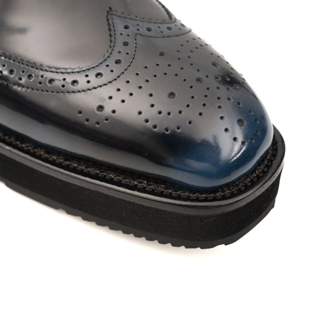 DIVINCH Navy Patent Brogue Bootie