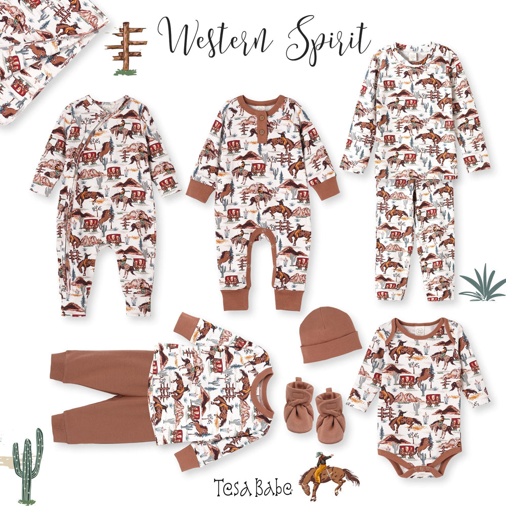 Cowboy Baby Zipper Romper - Bamboo Western Spirit Outfit Tesa Babe