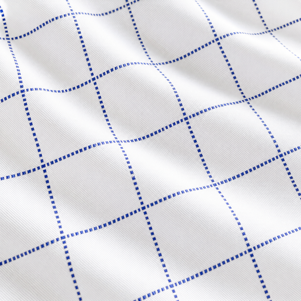 goTIELESS Ultimate Dress Shirt (White/Navy Windowpane) Million Dollar Collar