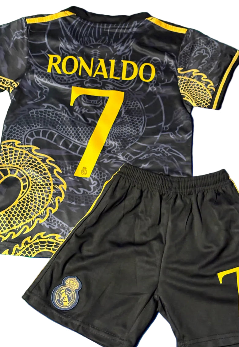Ronaldo 7 Dragon Edition Real Madrid Exclusive 3rd Soccer Jersey Toddler/Youth Kids Kit CustomKiddos.com