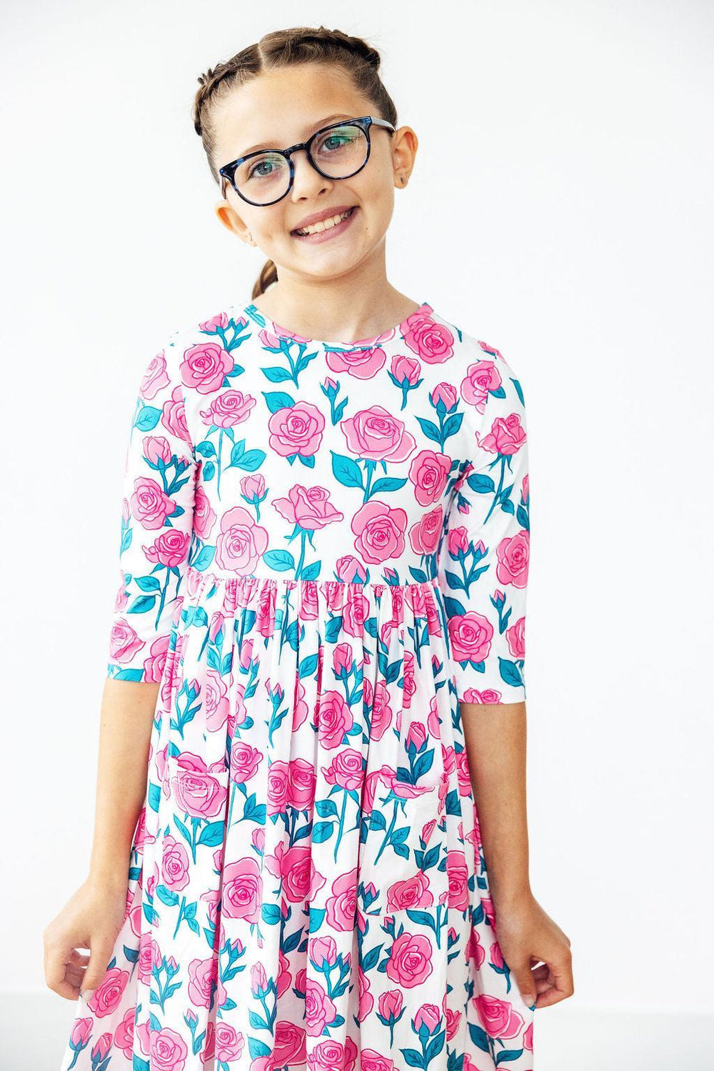 SALE Garden Glow 3/4 Sleeve Pocket Twirl Dress