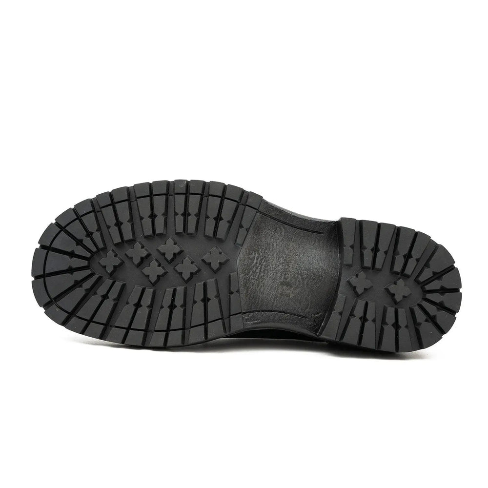 Handcrafted Big Toe Derby Shoes with Thick Sole  Black