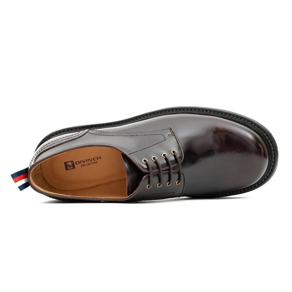 Handcrafted Big Toe Derby Shoes with Thick Sole  Wine red