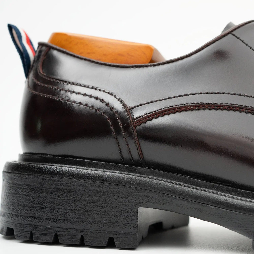 Handcrafted Big Toe Derby Shoes with Thick Sole  Wine red