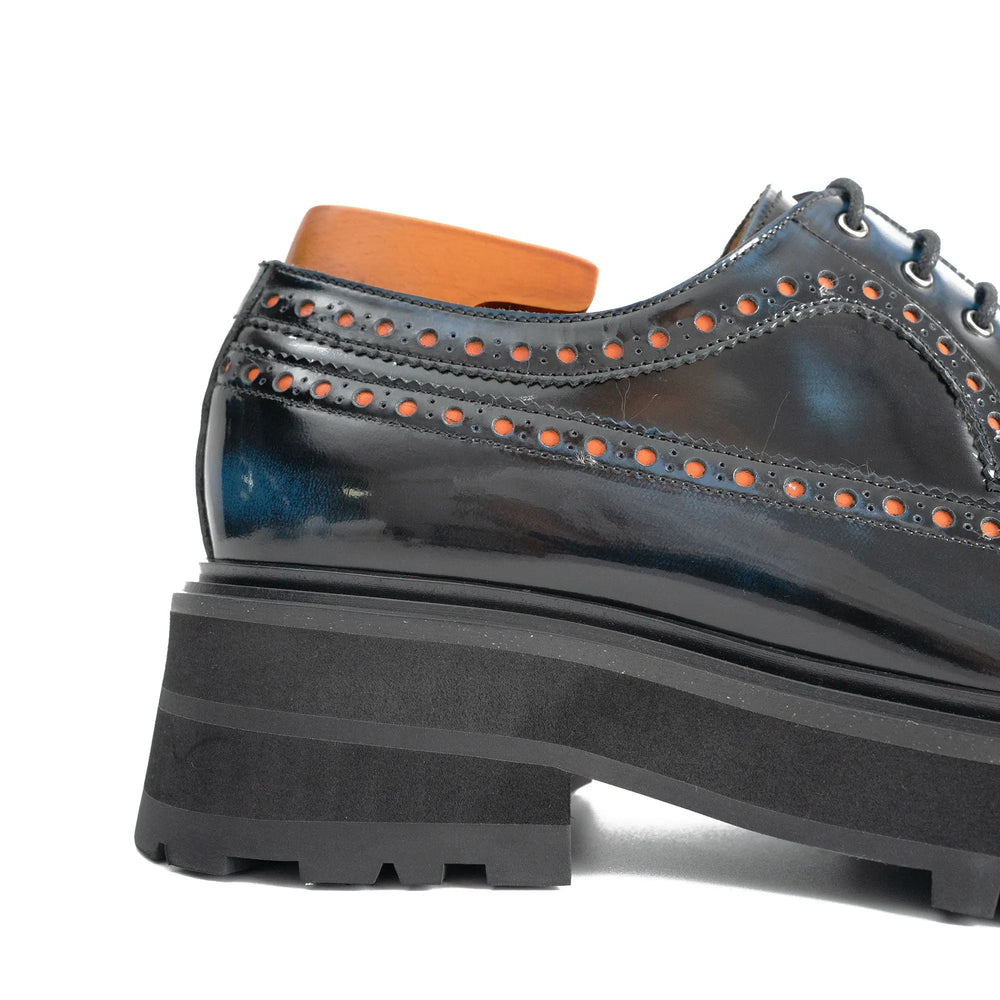 Handmade Chunky - sole Brogue Shoes Blue