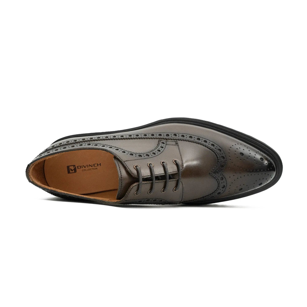 Handmade Chunky - sole Brogue Shoes Coffee